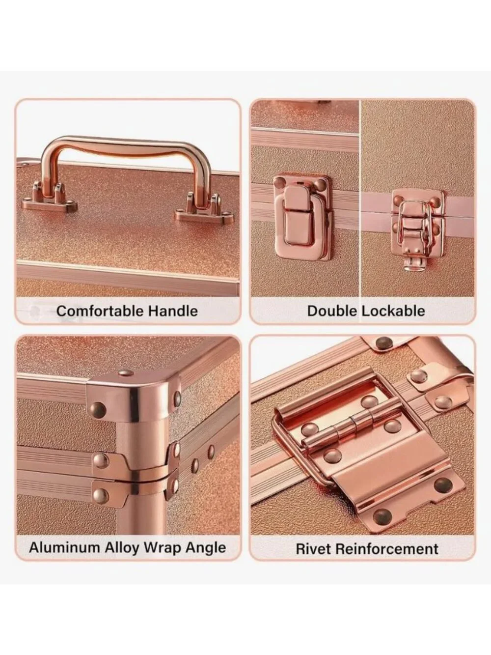 NEW! Travel Makeup Bag with Led Mirror, Hard Shell Case with 6 Detachable